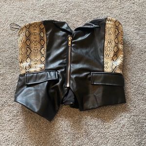 Fashion nova faux leather snakeskin tube top
